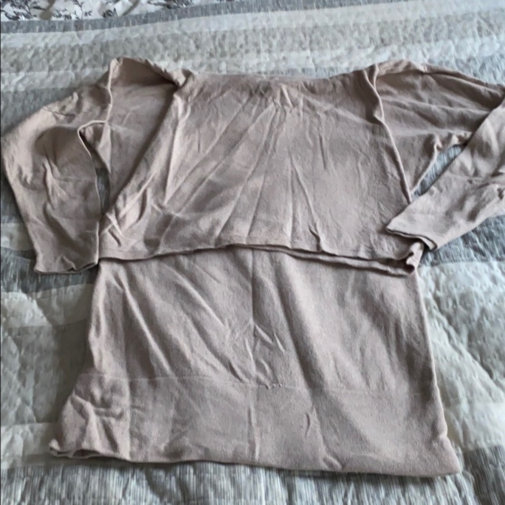 Beige long sweater with loose neck